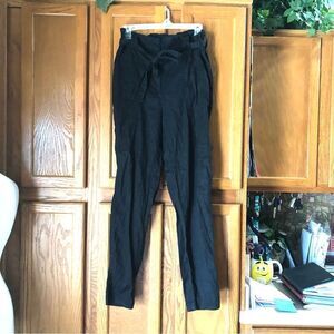 Anthropologie Elevenses Black Linen Blend Tapered Leg Pants - S
